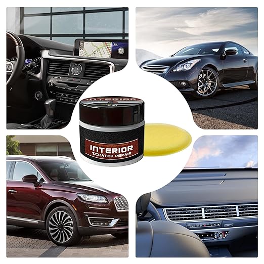 Dashboard Scratch Repair Kit, 100g Dashboard Restorer Interior with Sponge, Portable Scratch Repair Wax for Vehicle Parts, Car Wax Polish, UV Protection Scratchs Remover for Car Interior