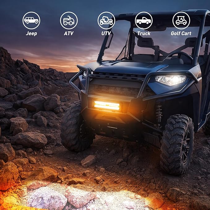 Nilight 12Inch Off-Road LED Light Bar, 300W 3 Lighting Modes (White/Amber/White&Amber) Driving Fog Light Spot Flood Lights with 16AWG Wiring Harness for Truck Car ATV SUV Jeep Boat