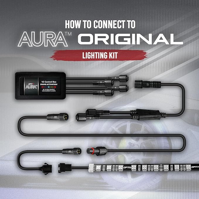OPT7 Aura Double Row Expansion Pack - 2pc 12” RGB Multicolor LED Strips with Splitters and Extension Wires for Car, ATV, UTV, Interior, Wheelwell, Grille, Golf Cart, Boat Lights Accessories