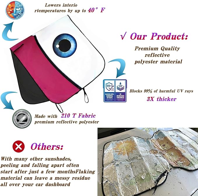 eygeufg Windshield Shade, Car Sun Shade for Front Windshield (Pink, Large)