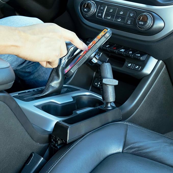 ARKON Mounts Magnetic Phone Holder Console Wedge Mount | for Cars and Trucks | Strong Magnetic Hold | Adjustable Arm | Works with MagSafe | Compatible with iPhone, Galaxy, Note, and More