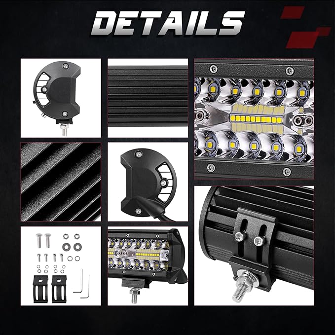LED Pods, OFFROADTOWN 2pcs 6inch 240W LED Light Bar Off Road Driving Lights LED Work Light Spot Flood Combo Fog Light Waterproof Cubes for Truck Boat Pickup UTV ATV Marine Motorcycle