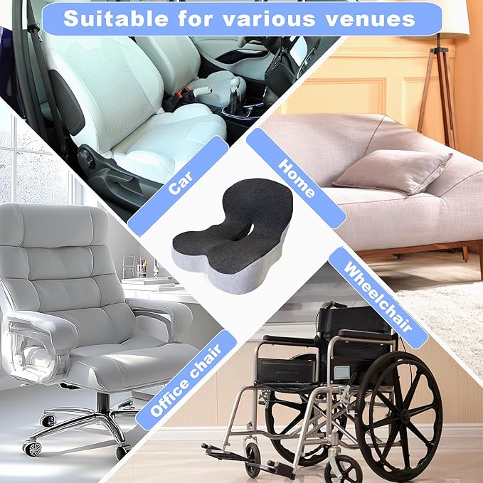 Trucker seat Cushions for Long Sitting, Office Chair Seat Cushions for Office Chair with L-Shaped Ergonomic Design, Memory Foam Chair Cushion for Long Sitting Office Worker(Black Gray)