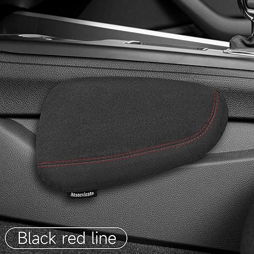 Alcantane style car leg knee pads memory foam car center console knee cushions car leg pads protect knee and leg elbow pads car copilot Universa version (Red line right leg pad)