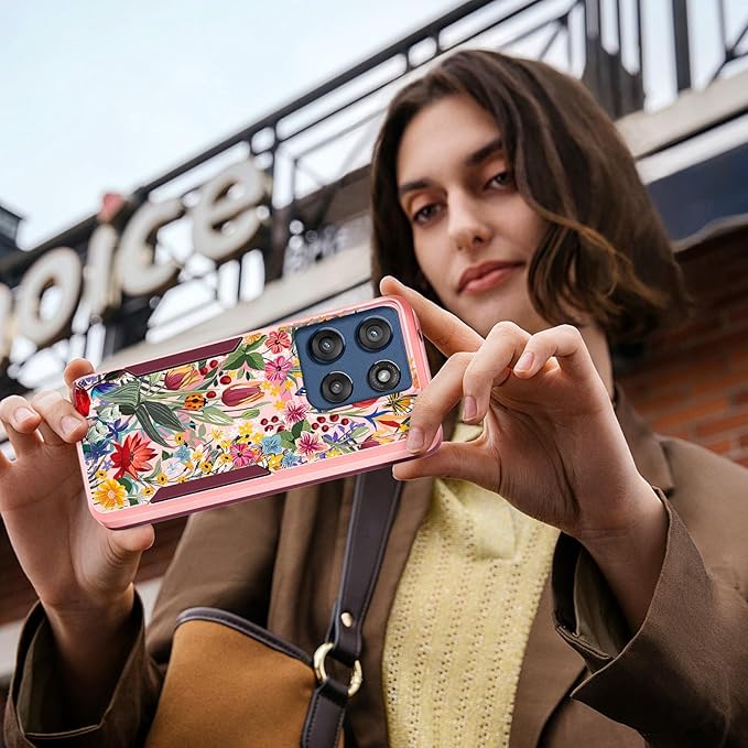 for Moto G Stylus 2025 Case - Compatible with MagSafe Women Cute Girls Magnetic Phone Cover Girly Pretty Floral Flower Heavy Duty Shockproof Design for Motorola Moto G Stylus 5G 2025 Cases
