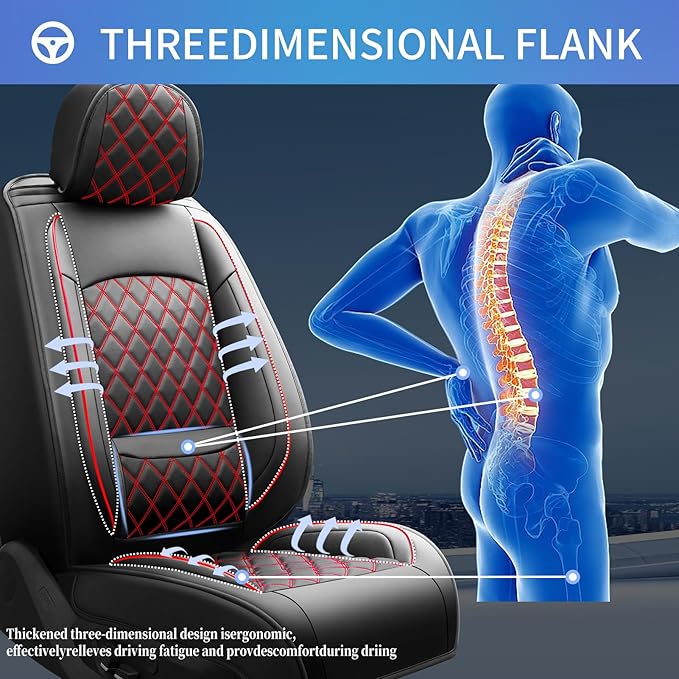 Fit for Venue Seat Covers Compatible with Hyundai Venue 2020-2026 - Waterproof Breathable Leather Automotive Seat Cushions Protector,Airbag Compatible,Full Set 5 Seats(Redline)