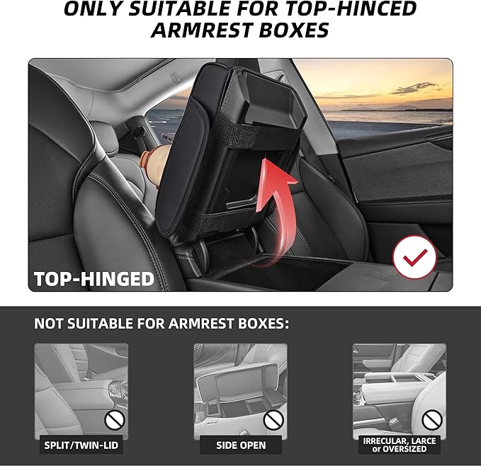 5 in 1 Car Center Console Cover, Armrest Pad with 2 Storage Pockets, Cup Holder, Tissue Box Slot, Phone Holder, Universal Car Interior Organizer (Black)