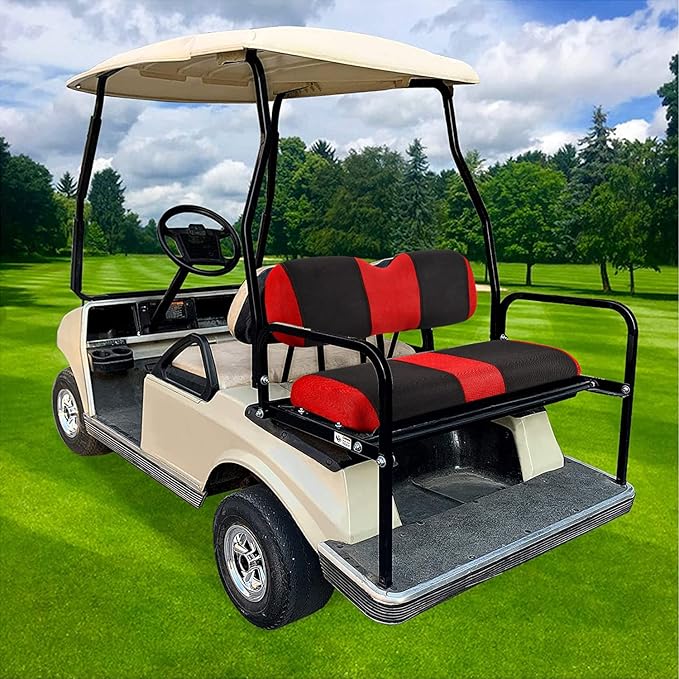 Golf Cart Front and Back Seat Covers for Club Car Precedent 4 Passenger Models,Breathable Washable Polyester Mesh Seat Cover Red