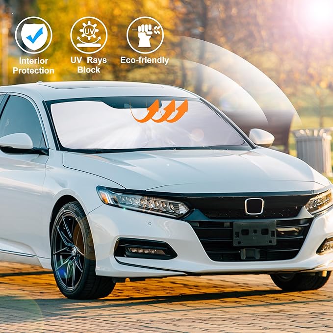 Windshield Sun Shade Foldable Reflective Sunshade Fit for 2018-2022 Honda Accord Sedan Accessories Window Shade Sun Visor Heat Protection Keeps Car Cool