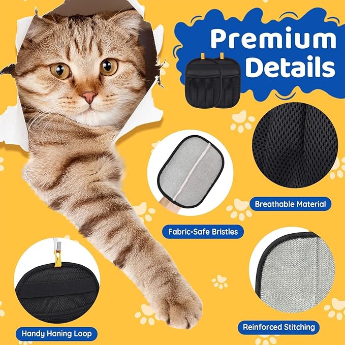 SmartTrends-2 Packs Pet Hair Removal Glove for Dogs & Cats, Five-Finger Ergonomic Grip Reusable & Washable Pet Hair Removal Tool, Lightweight Portable Dog Hair Remover for Couch, Carpet, Bed, Cloth