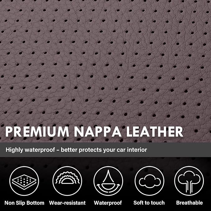 Coverado Chevy Silverado Seat Covers, Leather Car Seat Covers Custom Fit for Chevy Silverado GMC Sierra 2014-2018 1500, 2015-2019 2500HD 3500HD (Full Set, Brown)