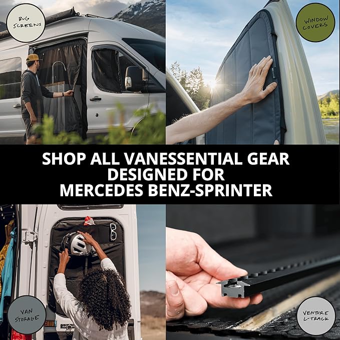 VanEssential Insulated Magnetic Blackout Front Door Window Covers (Pair) Designed for Mercedes-Benz VS30 (Van Years 2019 to Current) - Charcoal Gray
