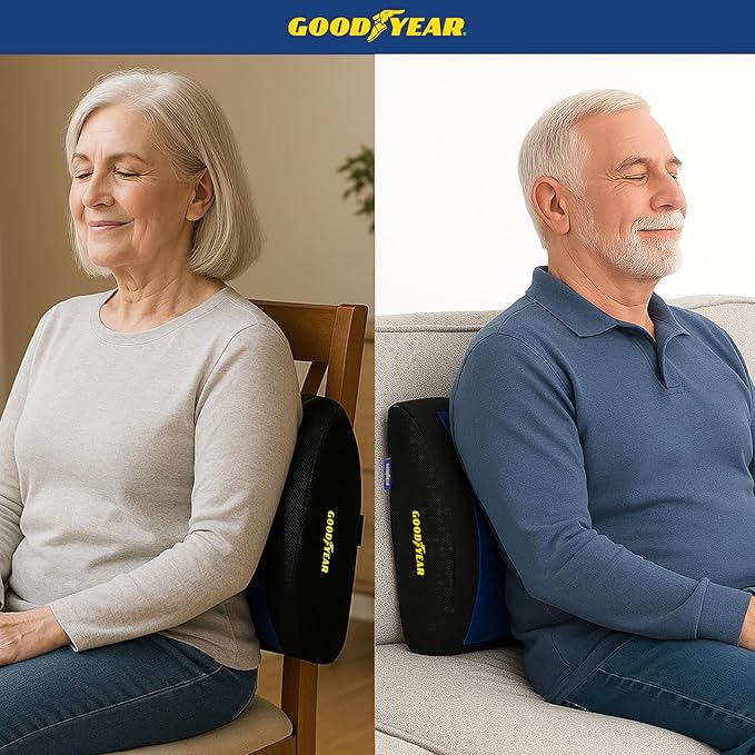 Goodyear Lumbar Support Pillow for Office Chair and Car Seat - Memory Foam Lumbar Pillow & Back Brace Support Posture Corrector, Lower Back Pain Relief