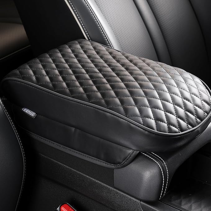 WEIHAO Car Arm Rest Cover Pad, Thick Padding 12.6x7.5x2.36 inch Car Armrest Cushion, Memory Foam Leather Center Console Cushion Pad for Sedans, SUVs, Most Vehicles (Black-1PC)