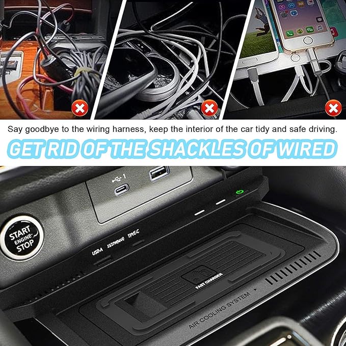 Wireless Car Charger with 15w Wireless and 27w USB Qc3.0 Fast Charging for Nissan Rogue (2021-2023) S/Sv/Sl Center Console Charging Pad Mat Interior Accessories