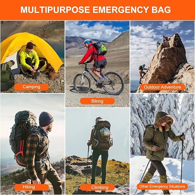 Emergency Sleeping Bags for Survival. Thermal Blanket Bivy Sack. Survival Bag. Emergency Go Bag Supplies. Cold Weather Protection from Exposure