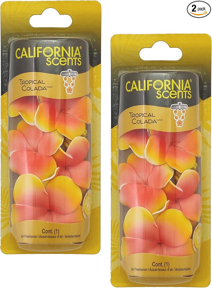 California Scents Scented Necklace, The Perfect Lei for Your Car - Hanging Flower Air Freshener (2 Packs, Tropical Colada)