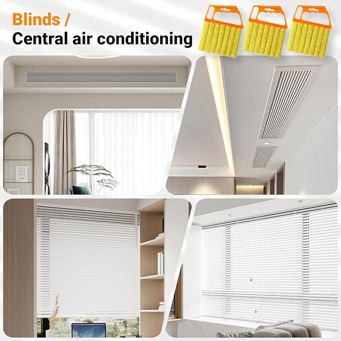 3pcs Window Blind Cleaner Duster Tool,2026 New Cleaning Tools,7 Fingers Washable Microfiber Dusters for Cleaning,Crevice Cleaning Brush, Duster for Venetian Blinds & Air Conditioner Vents(Orange