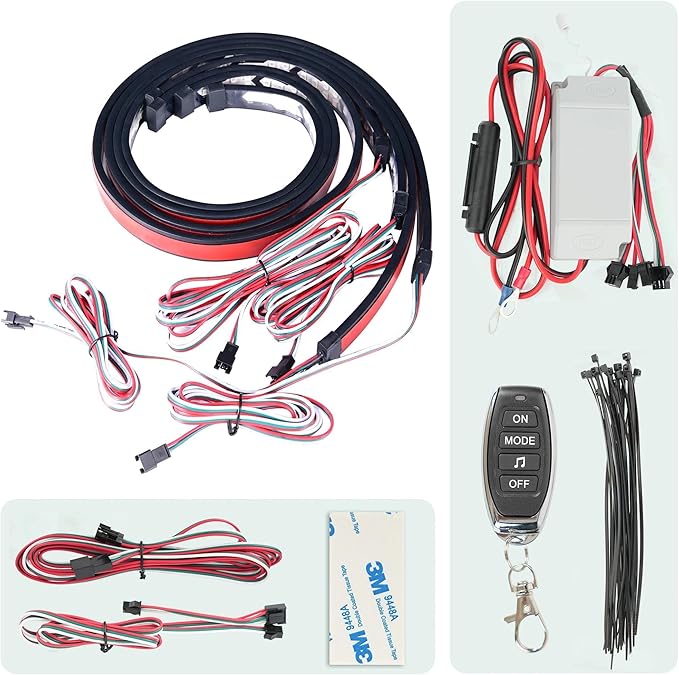 10L0L Golf Cart Underbody Light Kit, Underglow LED Strip for EZGO Club Car Yamaha, 24 Modes Multicolor RGB Music Sync Waterproof, Canopy Lights Optional (4 Pack(Underbody-Fishbone))
