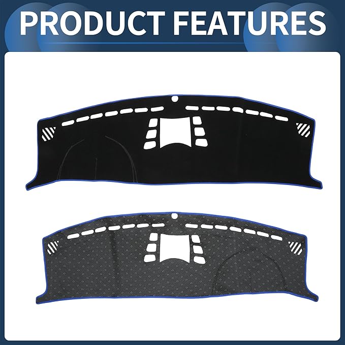 Dash Cover, Center Console Non-Slip Dashboard Carpet Mat for Porsche Panamera 2010-2016 High Configuration Polyester Black Blue,1Pc