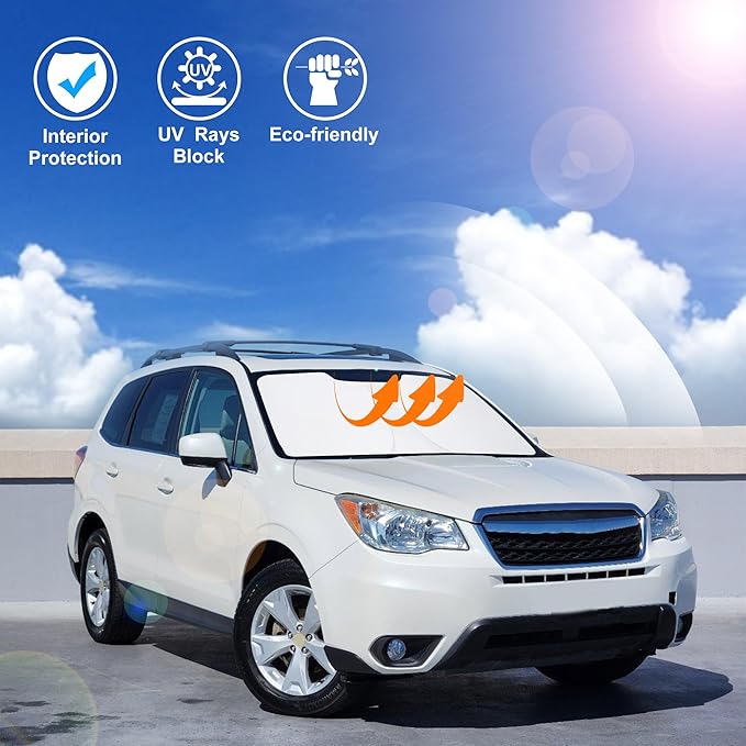 Windshield Sun Shade Custom Fit for 2014-2018 Subaru Forester Accessories Foldable Sunshade Sun Blocker Protect Car from Sun Rays & Heat Damage Keep Car Cooler