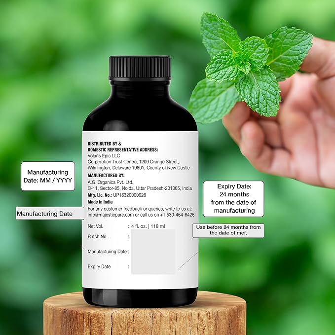 Majestic Pure Essential Oil with Glass Dropper - 100% Pure and Natural - Essential Oils for Diffuser, Aromatherapy, Soap and Candle Making, Peppermint Essential Oil, Peppermint Oil, 4 Fl Oz Pack of 2