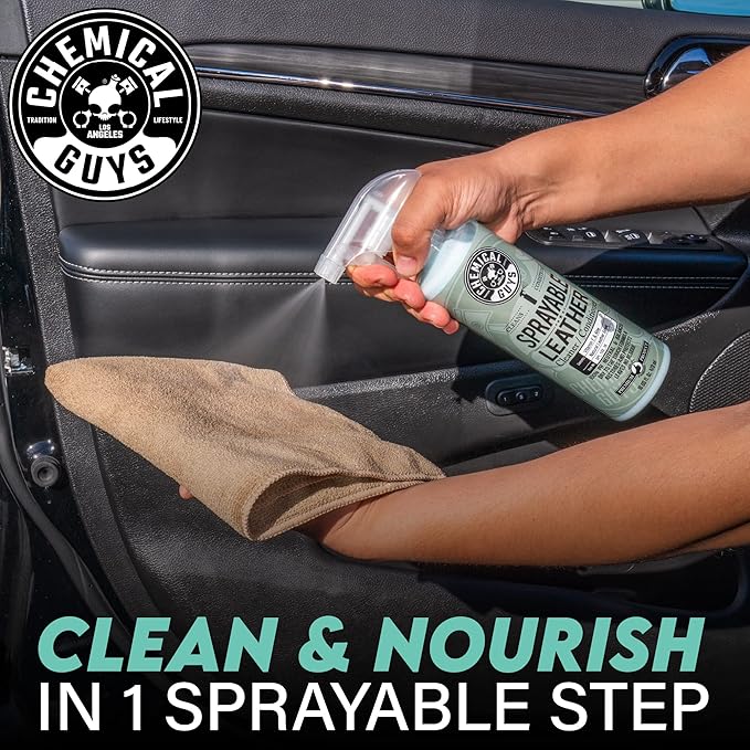 Chemical Guys SPI_103_1602 Sprayable Leather Cleaner and Conditioner in One for Car Interiors, Apparel, and More (Works on Natural, Synthetic, Pleather, and More) Leather Scent, (2 Pack) 16 fl oz
