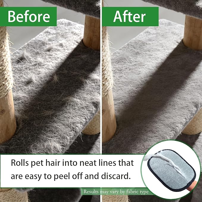 Pet Hair Removal Glove for Dogs & Cats- Upgraded 10mm Thickened Electrostatic Magic Brush- Pet Hair Remover Glove for Couch, Furniture, Clothes, Car & Carpet, Reusable Pet Hair Removal Tool
