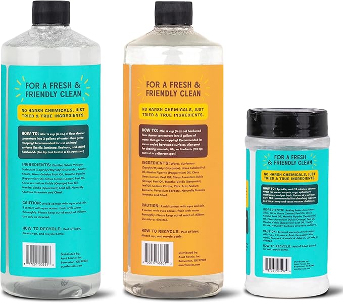 Aunt Fannie's Floor Bundle: Hardwood Cleaner, Multi-Surface Vinegar Floor Cleaner, and Carpet Refresher