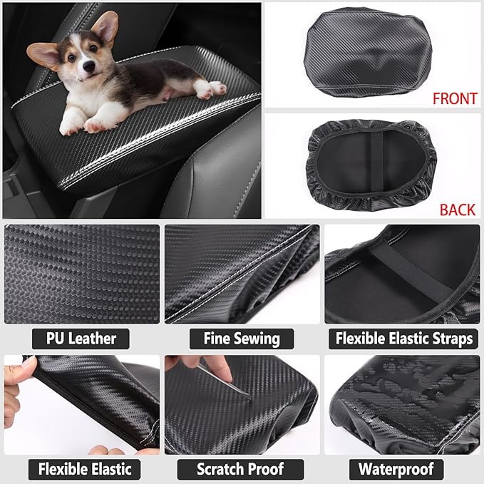 Car Leather Center Console Protector Cover Compatible with Subaru Crosstrek/Impreza 2024 Center Console Armrest Seat Box Cover Cushion Lid Protector Pad Waterproof Anti-Scratch Interior Accessories