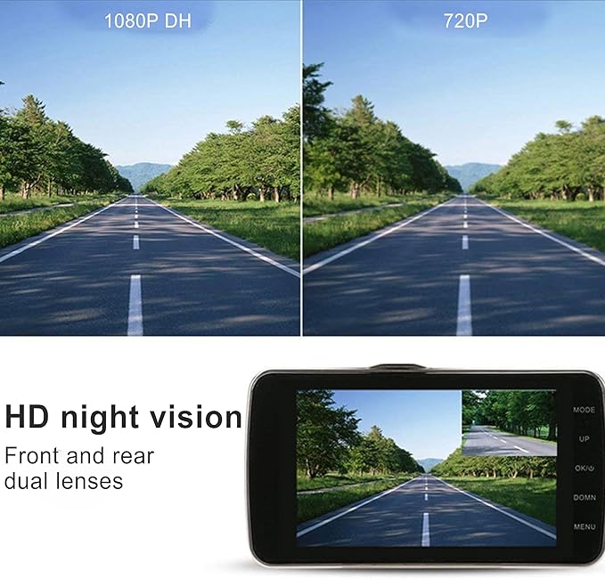 Dash Camera Front and Inside Dash Cam for Car Security 1080P Video Recorder with Audio Plug and Play, WDR, Night Vision, G-Sensor Auto Lock, 2 Inch Screen Vehicle Security