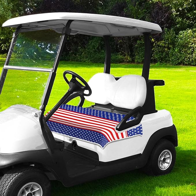 YOKYHOM American Flag Golf Cart Seat Covers for 2/4-Seater, Patriotic USA Seat Towel Blanket Keeps Seats Cool & Clean for Summer, Microfiber Fits EZGO, Club Car, Yamaha, 51"x31"