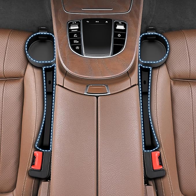 2026 Upgraded Car Seat Gap Filler with Holder and Hook, Car Seat Accessories Interior, Car Seat Gap Plug with Storage Slot, Car Organizer Fit Sedan SUV Truck, 2 Pack Black