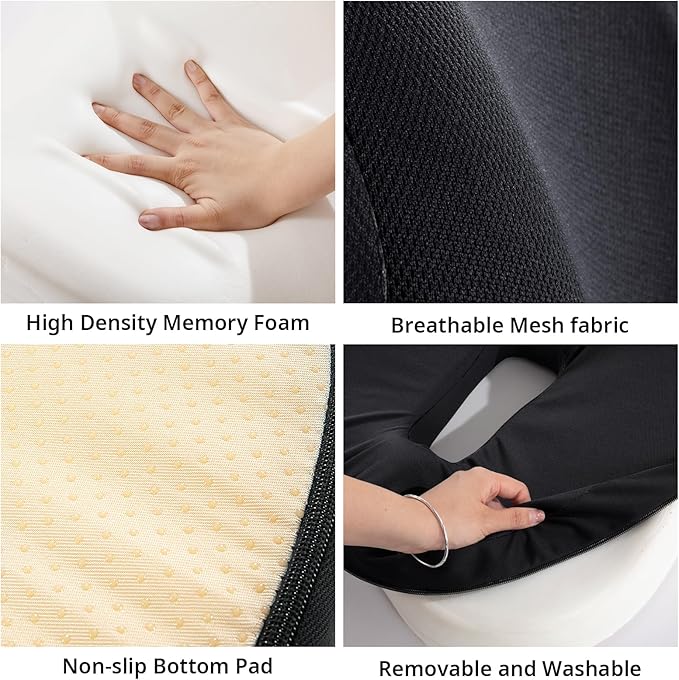 HOMBYS Memory Foam Truck Seat Cushion,Truck Seat Cushions for Truck Drivers,Semi Truck Truck Driver Seat Pad & Back Support for Truck Drivers,Semi Truck Driver Accessories,Black