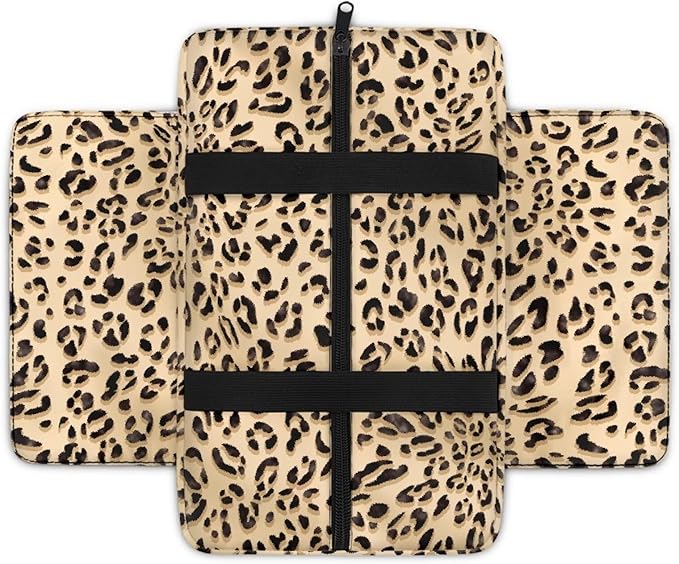 Car Center Console Cover, Leopard Print Soft and Comfortable Car Armrest Box Pad with 4 Storage Bags, Non-Slip Car Interior Accessories Arm Rest Cushion for Car Truck SUV Van