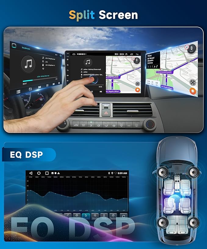 METEESER 【2+64G】 for Honda Accord 8th 2008-2013 Android Car Stereo Wireless Carplay Android Auto,10.1" Touchscreen Radio GPS WiFi DSP Bluetooth SWC+Backup Camera for Honda Accord Car Play