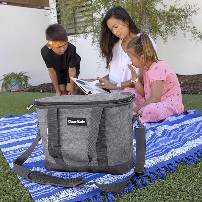 CleverMade Collapsible Insulated Cooler Bag – Leakproof Soft Cooler for Beach, Travel, Car – Bottle Opener