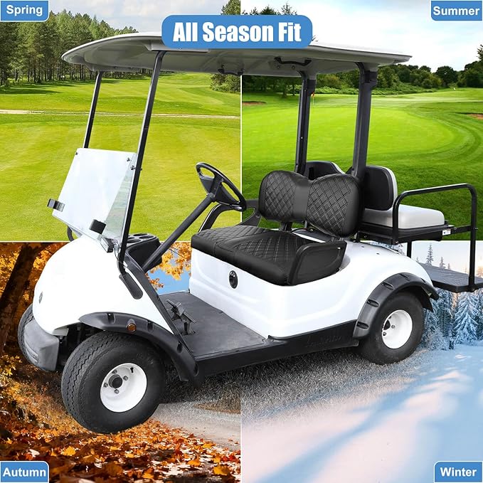 MOSNAI Yamaha Golf Cart Front Seat Cover for Drive G29 2007-2016 and 2017+ Drive 2 OEM Ordinary Seat Cushion, Concave and Convex Design Appearance, Thick Vinyl Leather Comfortable/Breathable