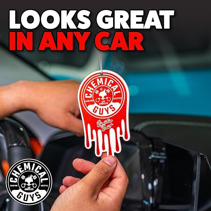 Chemical Guys Car Fresheners, Hanging Air Fresheners - Signature Scent for Cars, Trucks, SUVs, RVs, Home, Office, Work, Dorm Room, & More - 12 Pack