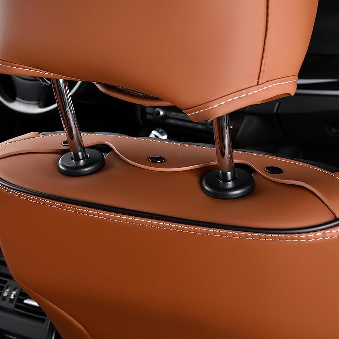 FLORICH Leather Seat Covers, Seat Covers Full Set, Car Seat Protectors 5 Seats,Automotive Seat Covers Fit for Most Cars Trucks-Brown&Black