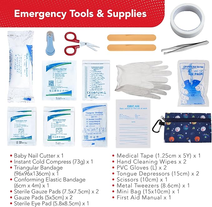 Swiss Safe First Aid Kit for Kids 246 Pieces - for Travel, Home & Car Emergency Kit, Baby & Toddler First Aid, Small Portable Kit with Mini Bag