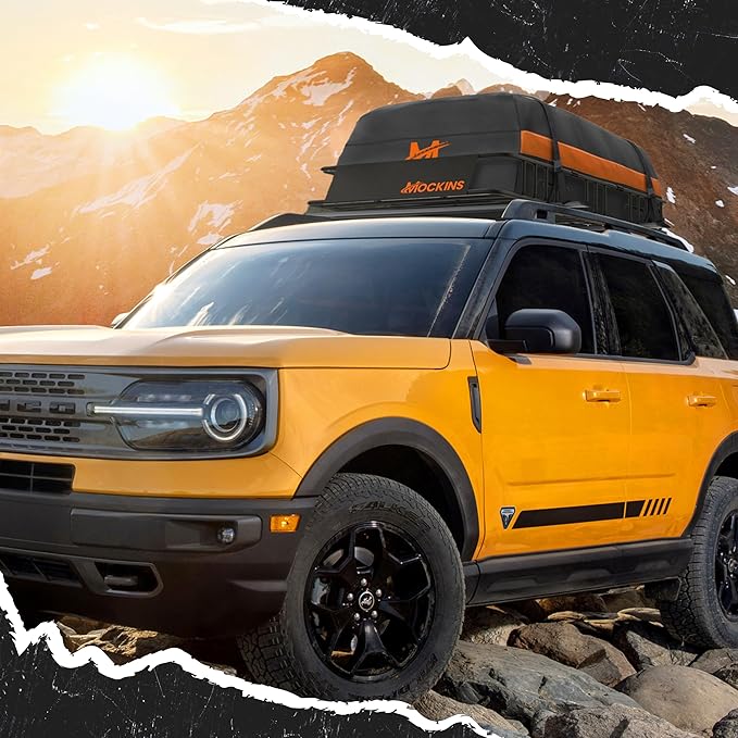 Mockins 50"x36"x4.5" Extendable Car Rooftop Cargo Carrier Rack | 250 Lbs. Capacity Weatherproof Steel Universal Roof Rack Basket | Heavy Duty Car Roof Cargo Carrier Set w/Ratchet Straps & Bungee Net