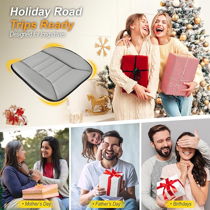 kingphenix 3-Piece Car Seat Cushion Set, 1.2inch Memory Foam Comfort, 2 Front Automotive Seat Cushions + Rear Bench Cushion, Non-Slip Bottom, Fits Sedan SUV Truck Van, Car & Office Chair, Gray