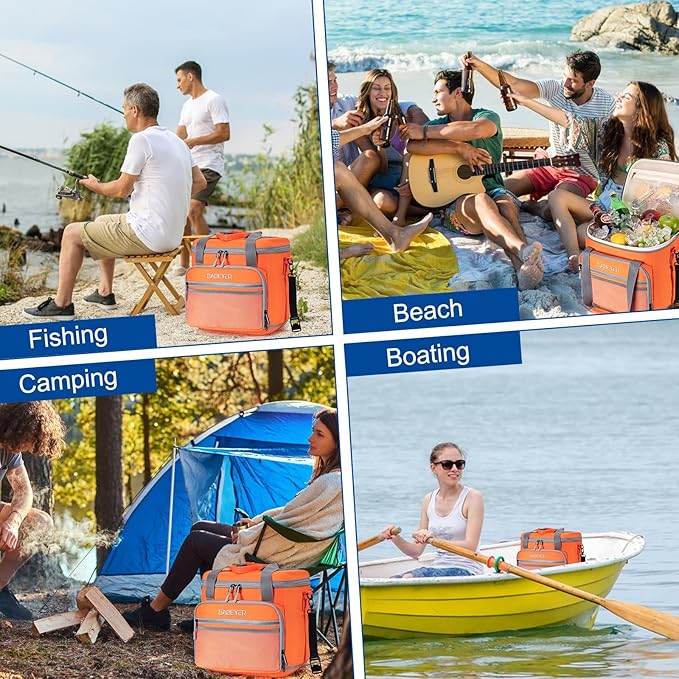 Soft Cooler Bag with Two Ice Packs,Collapsible Cooler for Travel with Adjustable Shoulder Strap,Large Capacity Leakproof Insulated Soft Sided Cooler Bag for Camping, Hiking, Picnic