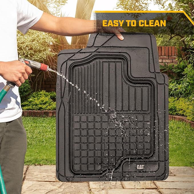 CAT® DuraShield XL Floor Mats for Trucks - All Weather Rubber Truck Floor Mats with Anti-Slip Backing, Universal Trim-to-Fit Car Floor Mats for Large Full-Size Vehicles, Black Floor Mats for Cars