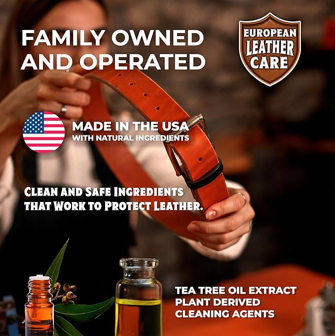 European Leather Care Leather 8 oz Conditioner for Leather Couch, Furniture, Shoe, Leather Jacket, Purse, Boot Cleaner, Leather Conditioner Car Leather Cleaner Leather Repair Restorer All Natural USA
