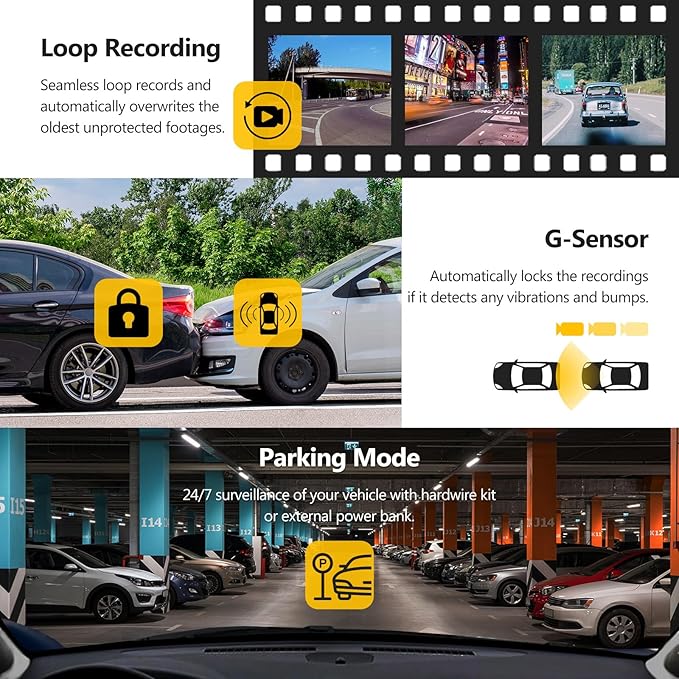 Z-Edge T4 Dash Cam Front and Rear, 4K Dual Dash cam, 2K+1080P Front and Rear, Touch Screen WiFi Car Camera, WDR, Night Vision, G-Sensor, Loop Recording, 24 Hours Parking Mode, Support 512GB Max