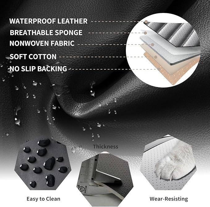 Front Seat Covers Fit for Toyota Avalon 2001-2022, Car Seat Covers Front Seats, Breathable Faux Leather Automotive Seat Covers Front Pair Anti-Slip Seat Cover(Black&Gray, Front)
