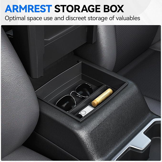 ELECFRESH 6PCS Center Console Organizer Tray for 2026 2025 2024 Toyota Tacoma Accessories, Armrest Hidden Storage Box, Rear and Console Cup Holder Glove and Armrest Storage Box with Insert Divider