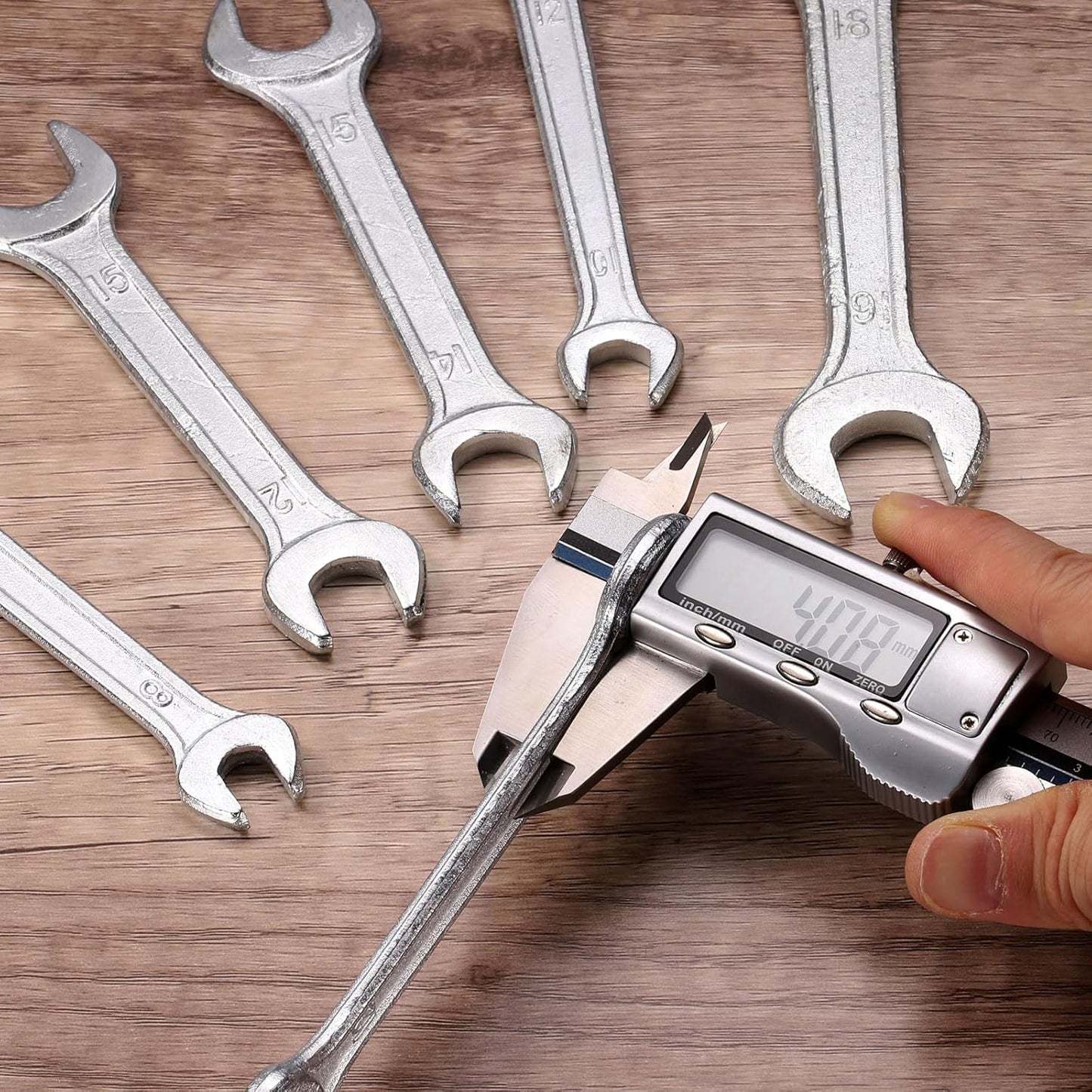 HARFINGTON 5pcs Double Open End Wrench 13mm x 15mm Metric 15 Degree Offset Angle Small Flat Head Wrench Galvanizing Open Ended Spanner for Automotive Repair Furniture Assembly